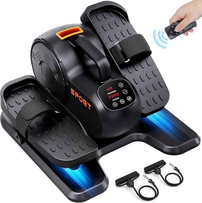 Dripex Under Desk Elliptical Machine, 3-in-1 Electric Ellipse Leg Exerciser As Seen On TV, 10 Adjustable Speed & Resistance, Seated Pedal Exerciser for Seniors with Remote, Fully Assembled