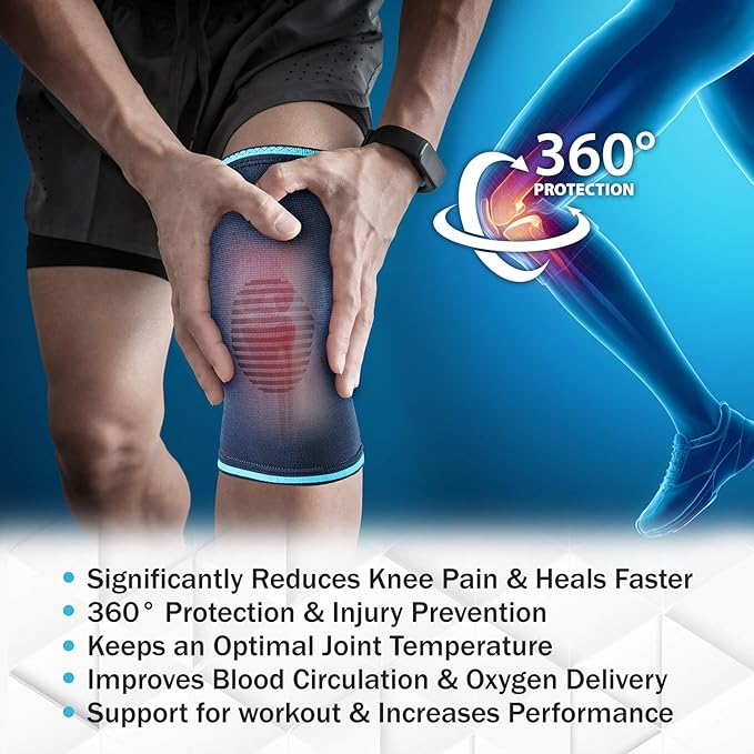 Powerlix Compression Knee Sleeve for Women & Men, Medical Knee Brace for Arthritis, Knee Pain Relief, Meniscus Tear, Injury Recovery, Knee Support, Workout Protection,Running, All Sports (Blue, Small)