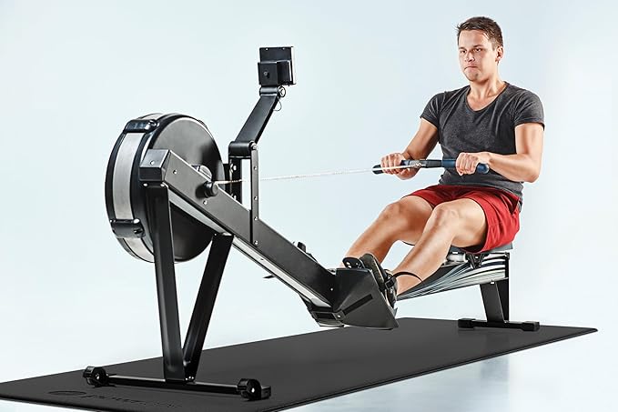Powr Labs Rowing Machine Mat, Treadmill Mat for Carpet & Hardwood Floors - Rower Mat for Hydrow, Concept 2, Peloton Rower, Exercise Equipment, Gym Equipment