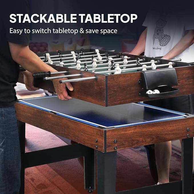 PEXMOR 10-in-1 Multi Game Set for Adults and Family, 48" Game Table with Hockey, Foosball, Pool, Ping Pong, Shuffleboard, Chess, Checkers, Bowling, Backgammon
