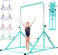 MARFULA Foldable Gymnastic Bar for Kids Ages 3-12, 9 Height Levels, 200 lbs Weight Capacity, 5 Ft Length Gymnastic Kip Bar with Mat, Gymnastic Equipment for Home and Gym Center Indoor Outdoor Use