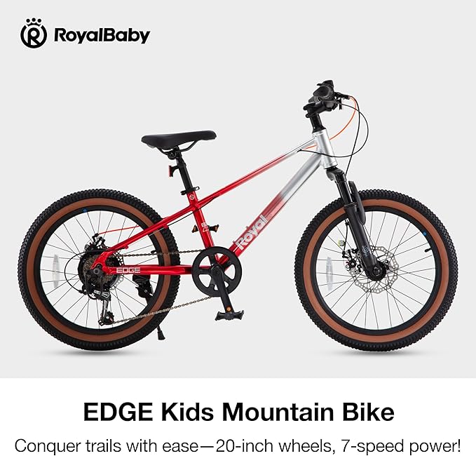 RoyalBaby Kids Mountain Bike for Boys and Girls, Ultra-Light Aluminum 20-24 Inch Wheel Bicycle for 6-14 Years Old Children, 7/21-Speeds Drivetrain
