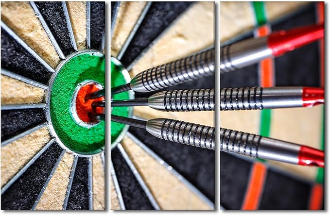 Canvas Wall Art Darts Hit the Bull's Eye Motivational Wall Art for Living Room Office Pictures Rustic Decoration for Bedroom Modern Home Decor Bathroom Decorations Framed Ready to Hang, 40"Wx60"H