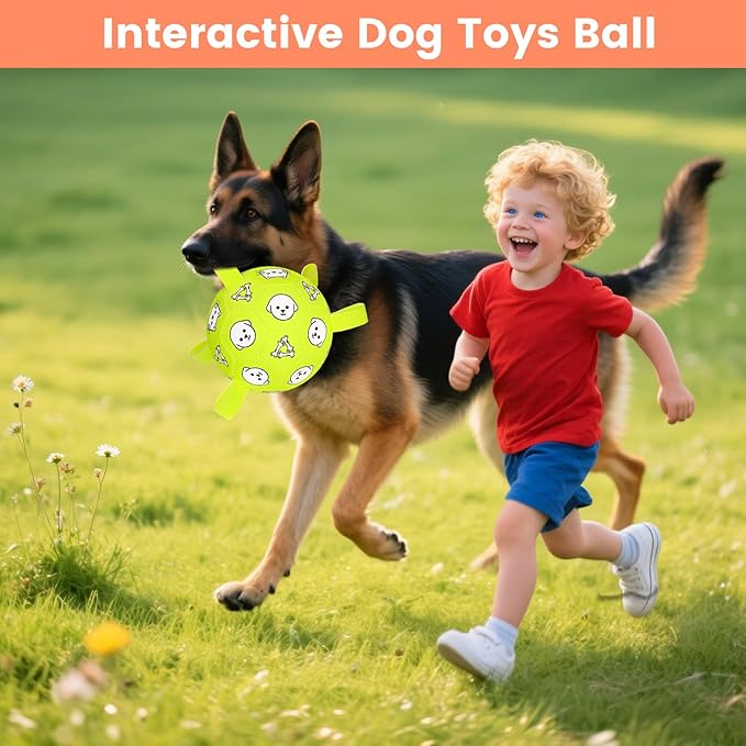 Dog Soccer Ball, Durable Dog Soccer Ball with Straps, Water Fetch Toys, Dog Toys Outdoor, Fun Puppy Birthday Gift for Small & Medium Dogs, 6 Inch