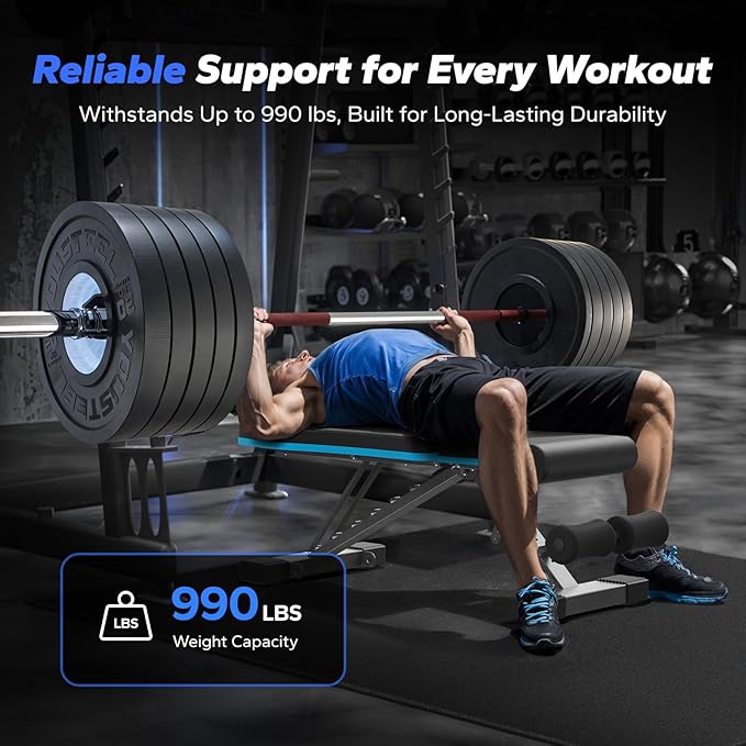 MERACH Weight Bench, Foldable Weight Benches for Home Gym with 990 LBS, Adjustable Weight Bench with 72 Training Angles, Incline Bench Press for Full Body