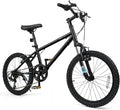 Goplus Mountain Bike, 20/24 Inch Kids Bicycle w/ 6-Speed Drivetrain, Suspension Fork, Dual Brakes, Adjustable Seat, Outdoor Cycling Children City Bike for Boys Girls