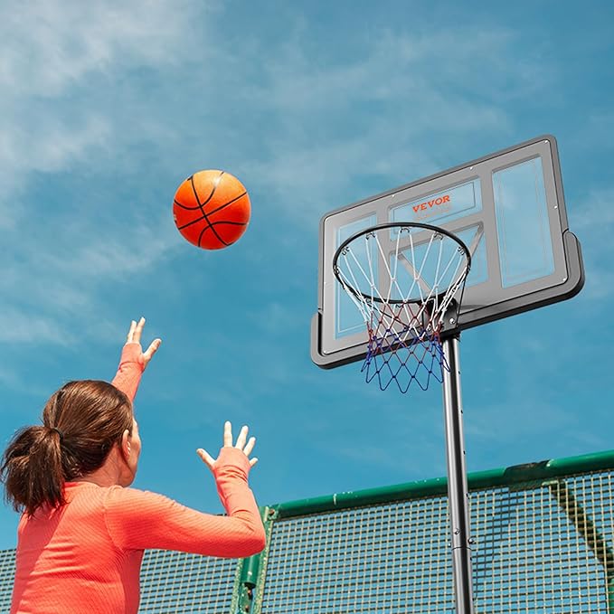 VEVOR Basketball Hoop/Rim, Adjustable Height Portable Backboard Court, Basketball Goal, Mobile Stand with Wheels Weighted Base, Youth&Adults, Outdoor/Indoor
