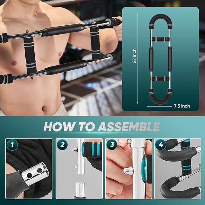 Twister Arm Trainer, Adjustable Spring Chest Expander and Forearm Strengthener, Triceps, Biceps, Shoulder, Back & Thigh Workout bar Equipment, Portable Upper Body Exerciser for Home Fitness