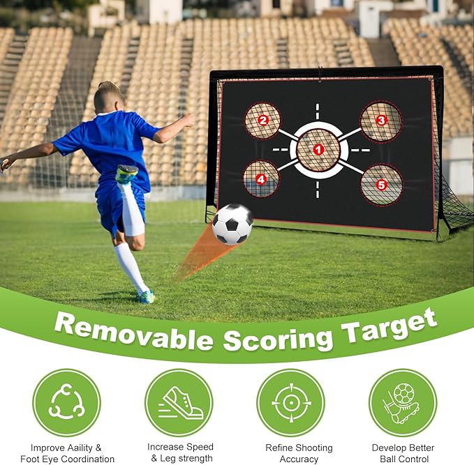 6x4 FT Kids Soccer Goals for Backyard - 2 Pack Soccer Nets, Portable Pop Up Goal Set with Training Mat, Cones, Target & Ball - Soccer Training Equipment Gift for Boys/Girls Ages 3-12