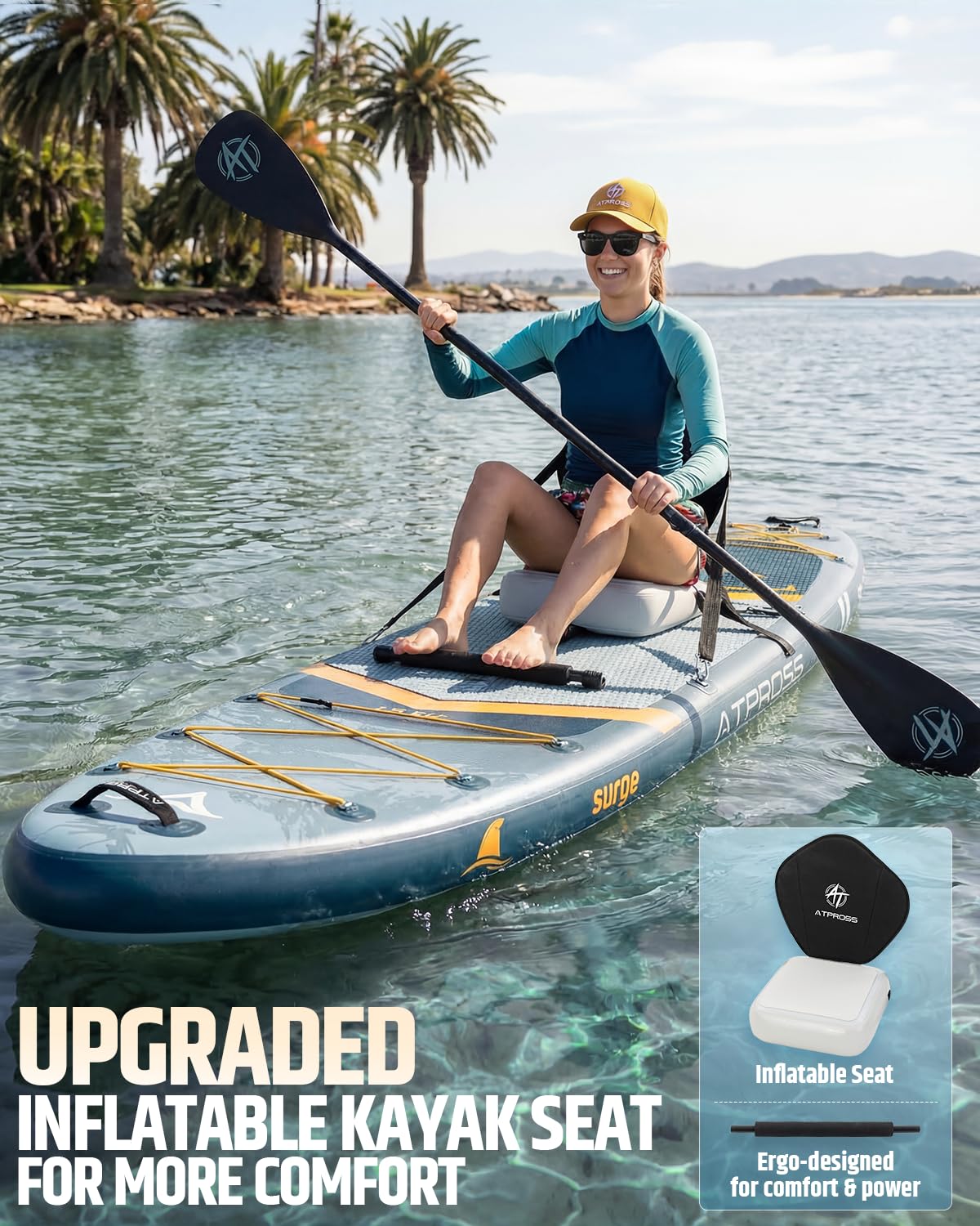 ATPROSS 12'x36 Inflatable Stand Up Paddle Board with Seat, 500lbs Wide SUP