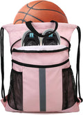 BeeGreen Drawstring Backpack Bag with Shoe Compartment, X-Large Black Gym Sports String Cinch Backpack