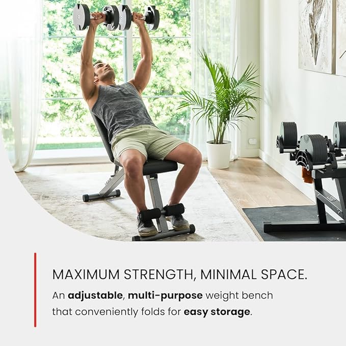 FF Finer Form 5-in-1 Weight Bench, Adjustable & Foldable for Bench Press, Strength Training and Full Body Workout, Perfect for Dumbbell Sets or an Adjustable Dumbbell Set in Your Home Gym