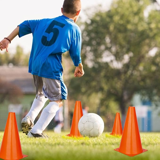 9 Inch Cones Sports, 15 Pack Orange Soccer Cones Training Agility Field Marker Plastic Traffic Cones for Football Basketball Drills Multipurpose Practice, Indoor Outdoor Games Activity Party Events