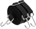 uxcell 2Pcs Adjustable Bungee Cords with Hooks, 79 Inch Flat Heavy Duty Elasticity Straps Rubber Bungee Cords with Buckle for Outdoor, Camping, Tarp, Bike Rack, Luggage, Black