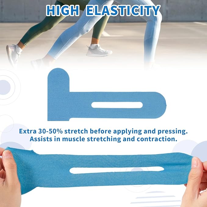 20PCS Kinesiology Tape for Knees, Kinesiology Tape Precut Strips for Knee Support & Stability, Waterproof Breathable Elastic Sports Tape for Pain Relief, Athletic Tape for Muscle & Joint, Blue
