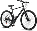AVASTA Jupiter 700C Road Adult Step-Over Hybrid Cycling Bike Bicycle, Aluminum Frame, 21-Speed, Dual Disc Brakes, Multpile Colors for Men Woman Male Female