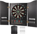 Pro Electronic Dartboard Cabinet Set with LED Digital Scoreboard Electronic Dart Board Over 27 Games and 243 Variations for Adults Built-in MDF Cabinet for 12 Soft Tip Darts 88 Tips 16-Player Scoring
