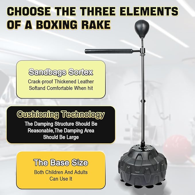 Punching Bag Boxing Speed Ball Trainer Spinning Bar Boxing Ball with Reflex Bar Free Standing 45-80in Adjustable Height for Adult Youth