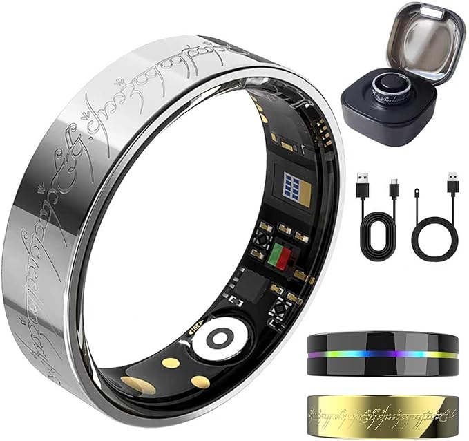 Ultra Smart Ring for Women Men,Health Fitness Tracker with Sleep/Blood Pressure/Oxygen Monitoring, Heart Rate & Activity Tracking,IP68 Waterproof, 5+Day Battery,No Subscription Fee 1-Silver 8