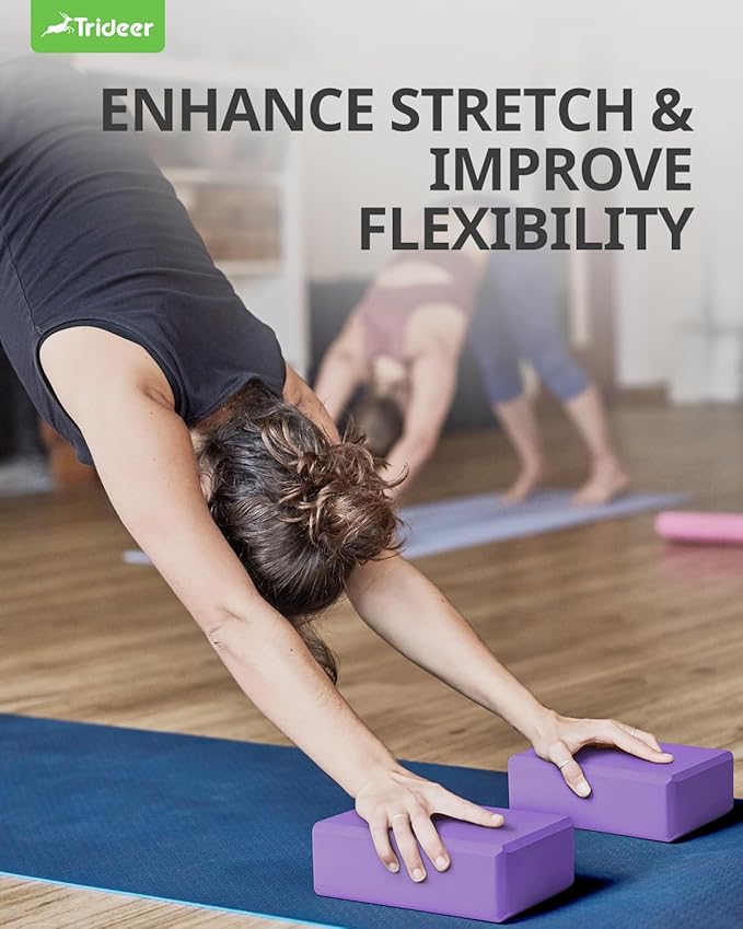 Trideer 9"x6"x3" Yoga Blocks, High Density EVA Foam Blocks 2 Pack, Supportive, Lightweight & Odor Resistant, Yoga Essentials and Accessories for Yogi & Yogini