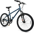 Goplus Mountain Bike, 20/24 Inch Kids Bicycle w/ 6-Speed Drivetrain, Suspension Fork, Dual Brakes, Adjustable Seat, Outdoor Cycling Children City Bike for Boys Girls