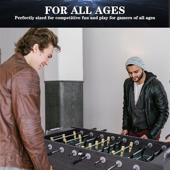 Large Size Foosball Table Adult Size, Full Size Soccer Game Table w/2 Balls, Leg Levelers & Heavy-Duty Legs, Durable Arcade Football Table for Game Room, Home, Office, Party