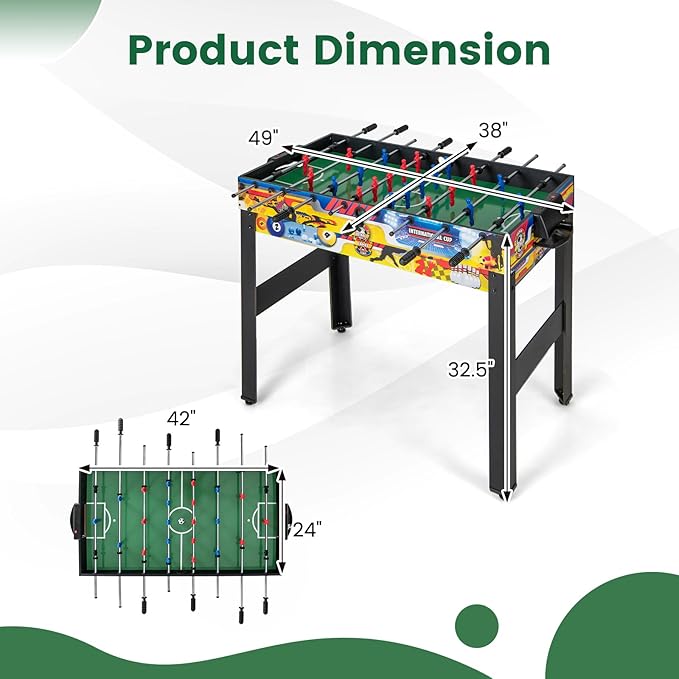 Goplus 12-in-1 Multi Game Table, Combo Game Table w/Foosball, Billiard, Table Tennis, Air Hockey, Bowling, Shuffleboard, Checkers, Chess, Backgammon, Kids Adults Combination Game Set for Home Arcade