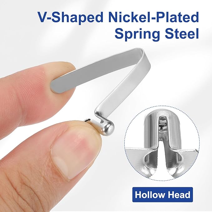 HARFINGTON Single Button Kayak Paddle Snap Spring Clip Spring Steel V-Shaped Hollow Lift Telescopic Locking Tube Pole Clips for Tent Umbrella Camping