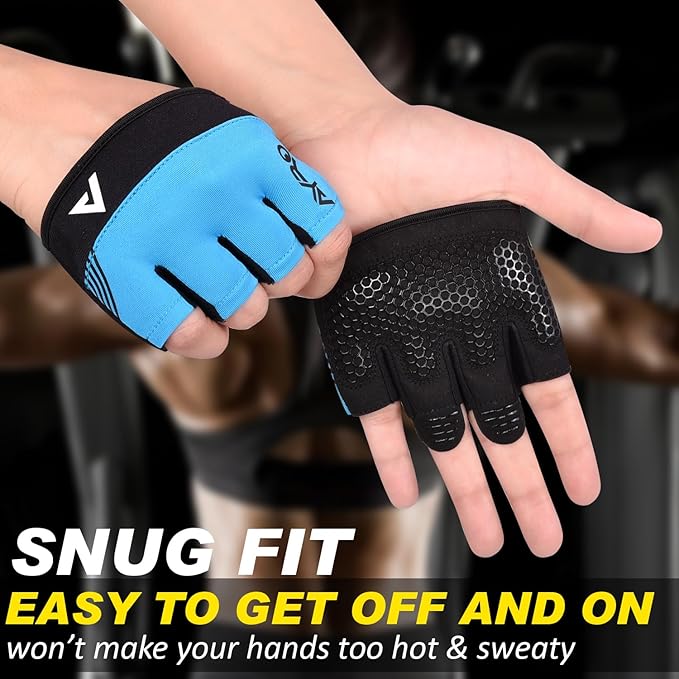 AYRO Minimal Workout Gloves, Short Partial Gym Weight Lifting Gloves Grip Pads for Men & Women with Full Palm Protection & Extra Grip, Best for Weightlifting, Training, Gym & Hand Support