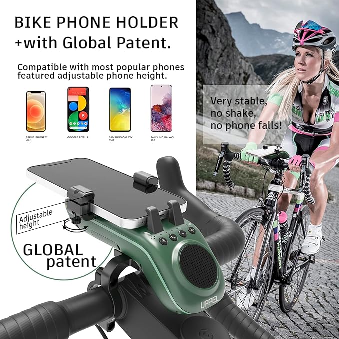 Multifunctional Bike Speaker & Phone Holder - Bicycle Headlight, Horn, Microphone & Power Bank (5000mAh), Ideal for Mountain & Road Cycling