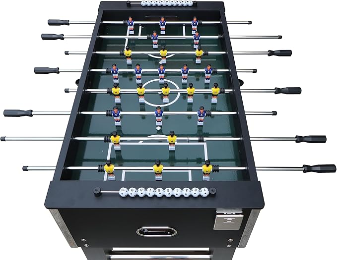  ﻿ 55'' Foosball Table, Home Arcade Table Soccer with Adjustable Legs&Heavy-Duty Bracket | Equipped with 4 Balls+2 Cup Holders | Multifunctional Football Table for Home Bar and Game Room
