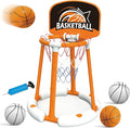 Pool Basketball Hoop with Backboard, Floating Basketball Hoop for Pool with 4 Balls & Pump, Pool Toys for Kids and Adults