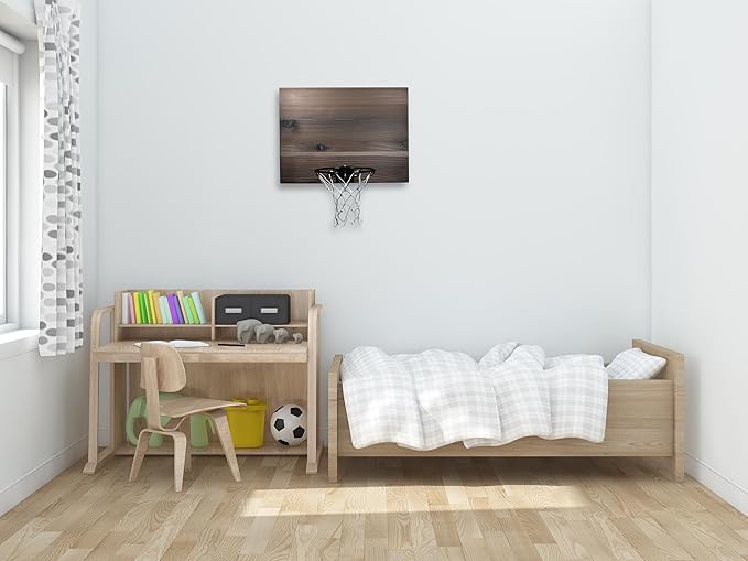 Elite Mini Basketball Hoop & Ball Set, Wall Mount, Indoor Made in The USA Cedar Backboard. Includes 9” Hoop, Net, Pump & 5 Mini Basketballs.