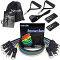 TheFitLife Resistance Bands with Handles - Designed for American Body Types, Exercise Workout Tubes for Men, Women, Includes Large Handles, Ankle Straps, Door Anchor, Fitness Levels