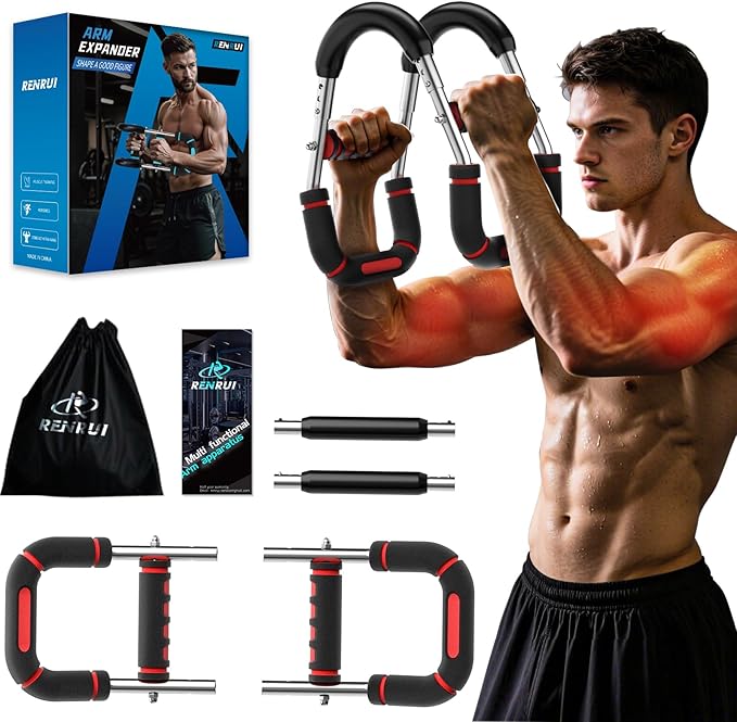 Twister Arm Trainer, Adjustable 5 Resistance Levels (40-130 lbs) Chest & Arm Workout Equipment for Men & Women, Ergonomic Home Gym Strength Trainer with Anti-Slip Handles & Carry Bag