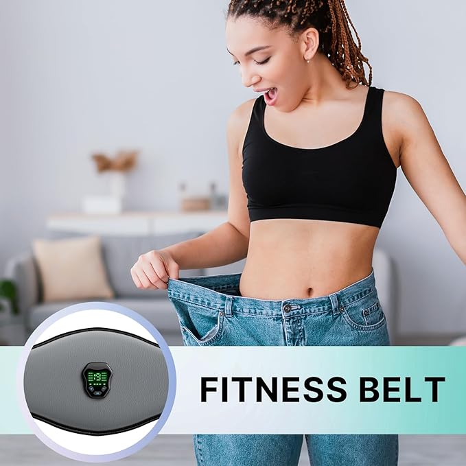 NEWPINE Fitness Belt, Powered Muscle Stimulator for Home Use, for Muscle Conditioning Grey