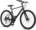 AVASTA Jupiter 700C Road Adult Step-Over Hybrid Cycling Bike Bicycle, Aluminum Frame, 21-Speed, Dual Disc Brakes, Multpile Colors for Men Woman Male Female