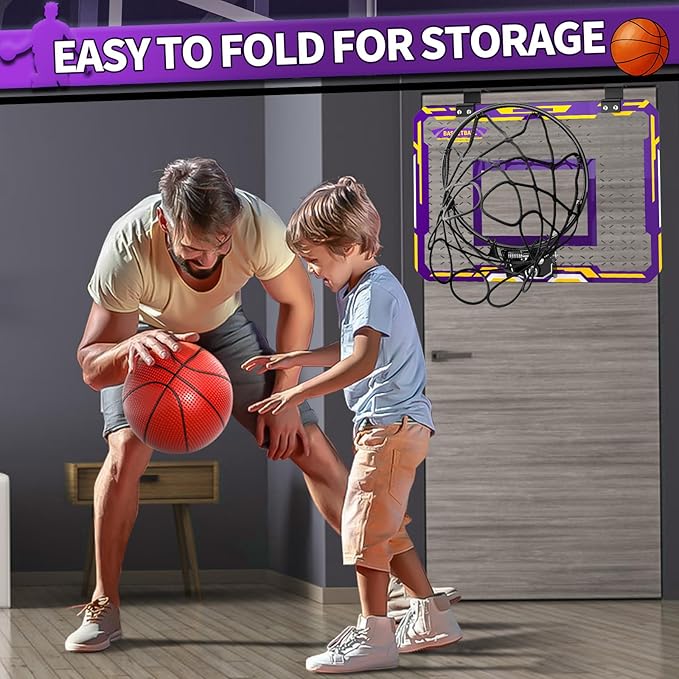 Doloowee Basketball Hoop Indoor for Kids, Mini Basketball Hoop with 4 Balls, Basketball Toys for 3 4 5 6 7 8 9 10 11 12 Year Old Boys