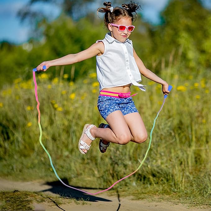 Kids Jump Rope,12 Pack Rainbow Jump Rope Set,7.2 Ft Adjustable Skipping Rope,Durable Jump Ropes with Plastic Handles,Vibrant Jumping Ropes for Outdoor Fun Exercise Fitness Activity Party Favors(12)