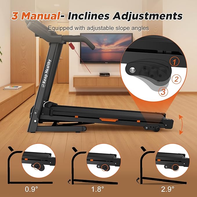 FYC Folding Treadmill for Home - Portable Walking Treadmill with Incline, Handles & App, Dual Shock Absorption, Bluetooth Speakers, 330lbs Capacity, Easy Fold Design