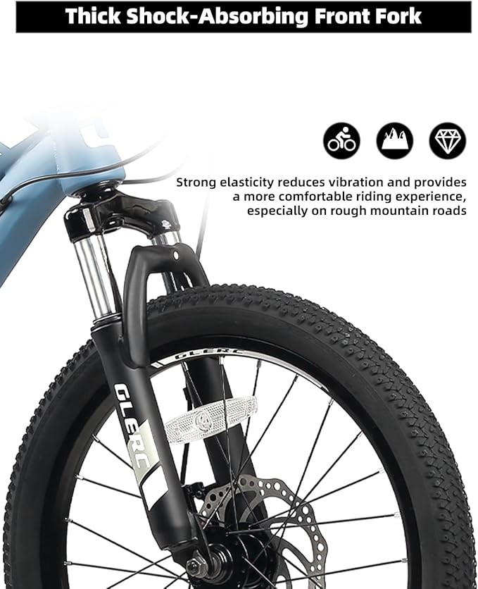 Glerc 20 24 Inch Kids Bike, Kids Mountain Bike for Boys and Girls Ages 6-14, 21-Speed Skyline Bicycle with Front Suspension and Disc Brakes, Multiple Colors