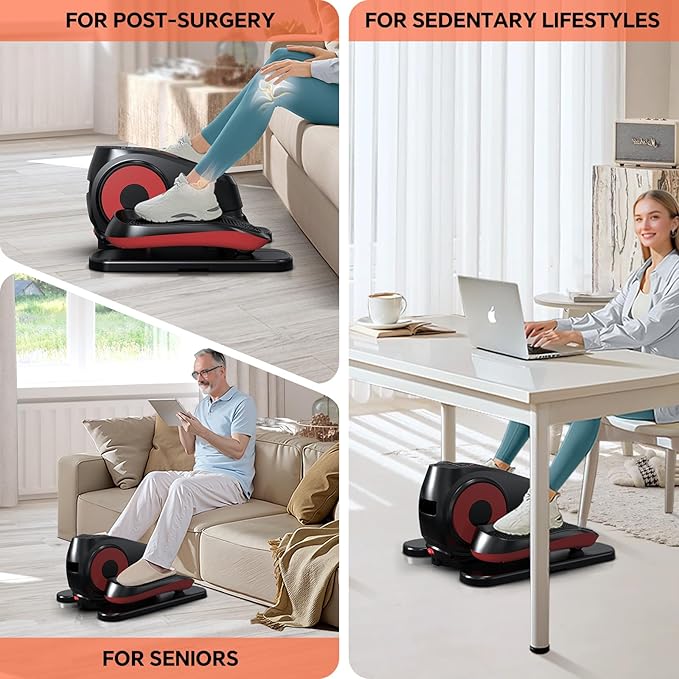 2025 New Under Desk Elliptical Machine, Electric Ellipse Leg Exerciser Pro As Seen On TV with 16 Adjustable Speed, Quiet and Fully Assembled with Remote Control & Non-Slip Foot Straps