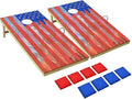 UKASE Solid Wood Regulation Size Cornhole Set Portable Bean Bags Toss Game with Durable Wood Grain Printed Surface and Underneath for Indoor and Outdoor
