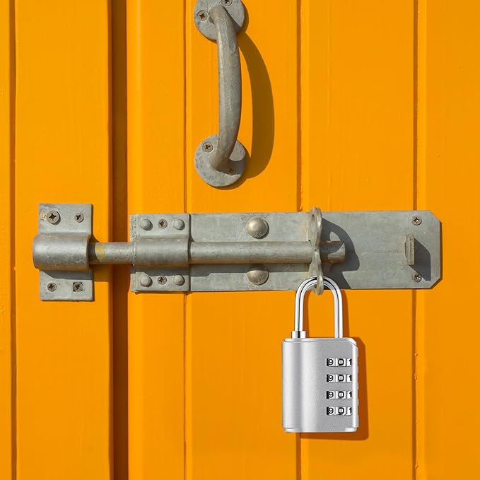 Kenning 10 Pcs Combination Padlock 4 Digit Combination Lock with Keys Locker Resetable Security Outdoor Waterproof Gate Lock for School Sports Gym Locker Employee Fence Case (Silver)