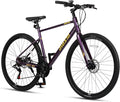 AVASTA Jupiter 700C Road Adult Step-Over Hybrid Cycling Bike Bicycle, Aluminum Frame, 21-Speed, Dual Disc Brakes, Multpile Colors for Men Woman Male Female