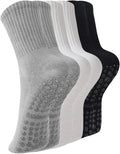 BONANGEL Pilates Socks with Grips for Women, 3 Pairs Womens Grippy Yoga Ballet Barre Hospital Gym Athletic Socks