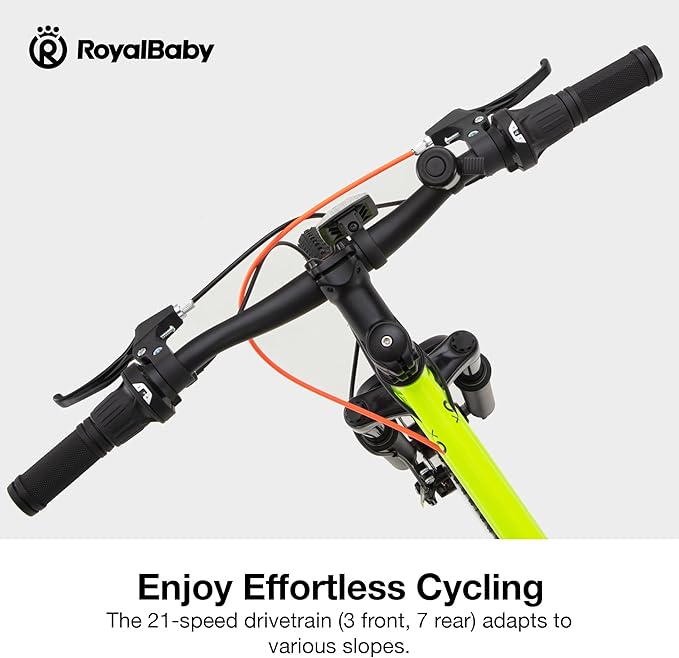 RoyalBaby Kids Mountain Bike for Boys and Girls, Ultra-Light Aluminum 20-24 Inch Wheel Bicycle for 6-14 Years Old Children, 7/21-Speeds Drivetrain