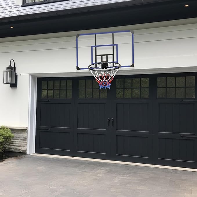 Wall Mounted Basketball Stand 45" x 29" Shatterproof Backplate Folding Basket Durable and All-Weather Mesh Construction for Indoor and Outdoor Use