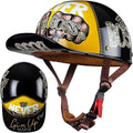 Vintage Baseball Cap Open Face Motorcycle Helmet - DOT Approve,GermanStyle Half Helmet for Adults, Ideal for Cruiser, Scooter & Moped, Unisex Design