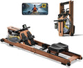 Water Rowing Machine for Home, Foldable Rower Machines with Comfortable Seat and Quick-Folding Design, Wooden Water Rower with 350LBS Weight Capacity